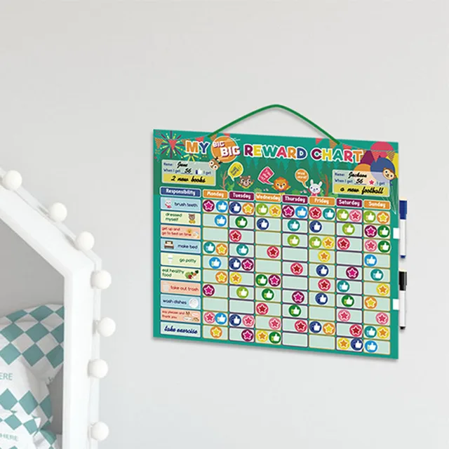 Magnetic Rewards Chart Weekly Planner Behavior Responsibility Chore Wall Hanging Home 3