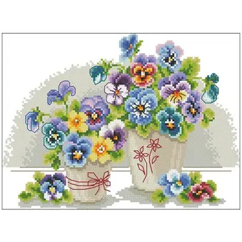 

pansy patterns Counted Cross Stitch 11CT 14CT 18CT DIY Chinese Cross Stitch Kits Embroidery Needlework Sets