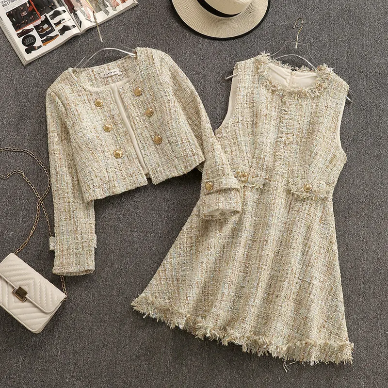 2019 осенне зимний комплект из двух предметов женский короткий жакет с длинными