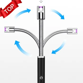 

NEW Candle Rechargeable Electric Arc Lighter with Safety Switch for Camping Grilling BBQ 360 Flexible Neck-Bonus Bottle Opener