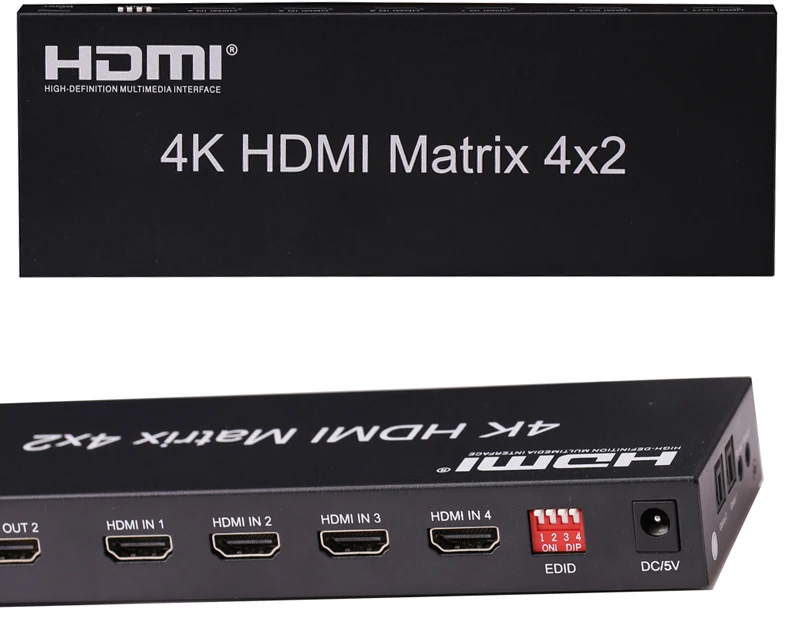 HDMI матричный 4X2 HDMI Разветвитель переключатель 4 в 2 Выход видео конвертер коммутатор адаптер 4 к x 2 к с EDID оптический аудио пульт дистанционного управления