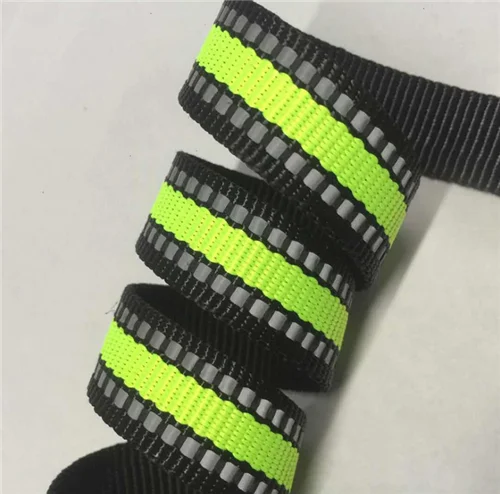 YellowGreen2.5cm 50 м нейлоновая Светоотражающая тесьма для багажа ПЭТ Тяговая веревка двойная Перемычка линия DIY светоотражающий материал для одежды аксессуары - Цвет: YellowGreen2.5cm