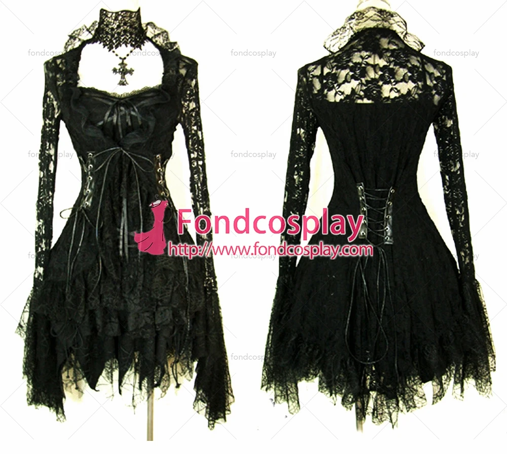 fondcosplay tripp Fashion Hiphop Gothic Lolita Punk Outfit Dress black lace Costume Tailor-made[CK992] |