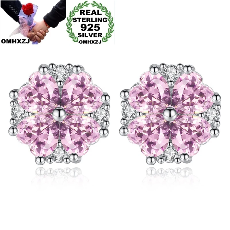 

OMHXZJ Wholesale European Fashion Woman Girl Party Birthday Wedding Gift Heart Zircon S925 Sterling Silver Stud Earrings YS484
