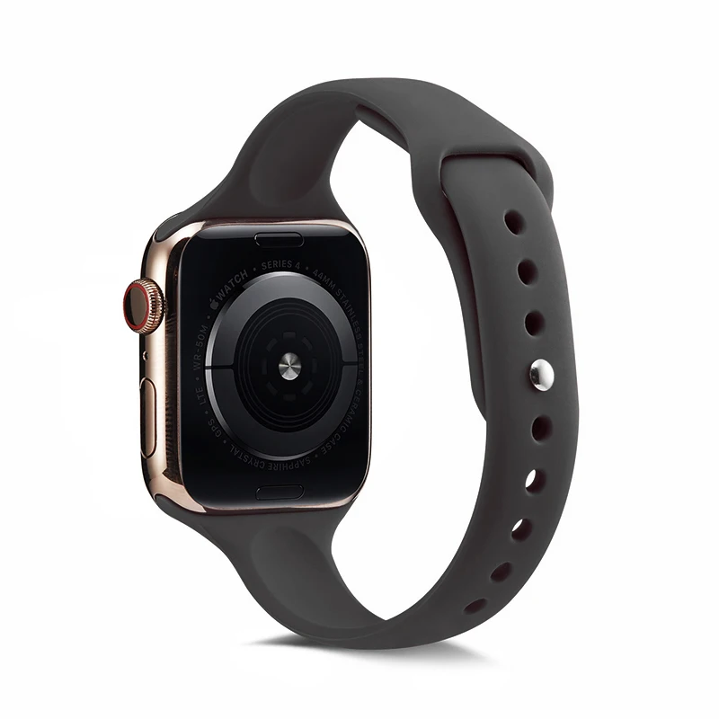 Мягкий тонкий силиконовый спортивный ремешок для Apple Watch 5 4 3 2 1 38 мм 42 мм, резиновый ремешок для часов Iwatch series 5 4 40 мм 44 мм