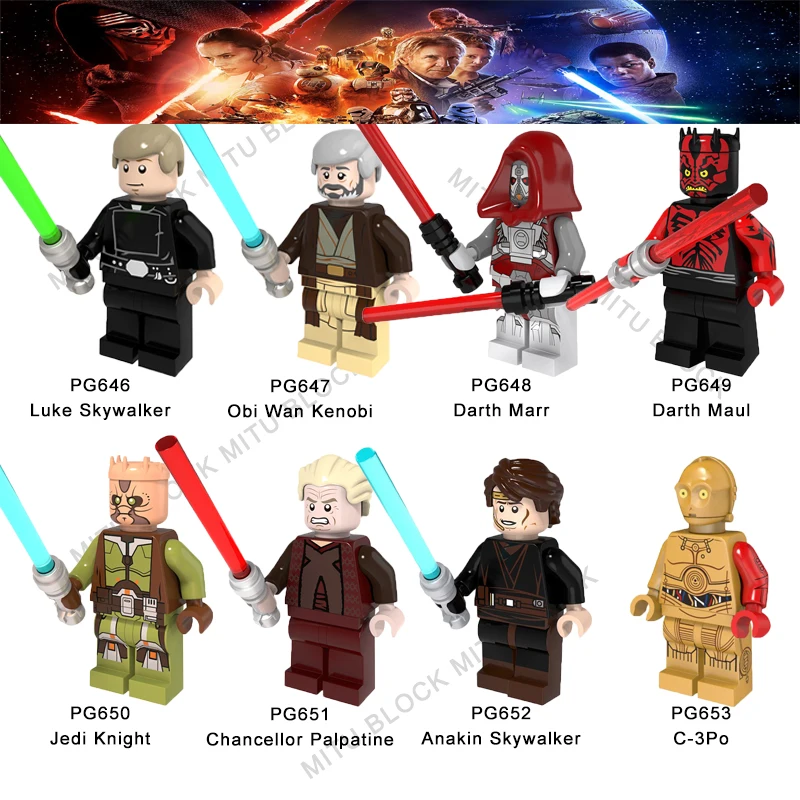 

Single Sale Star Wars Luke Skywalker Obi Wan Darth Marr Darth Maul Jedi Knight Chancellor Palpatine Anakin C-3Po Building Block