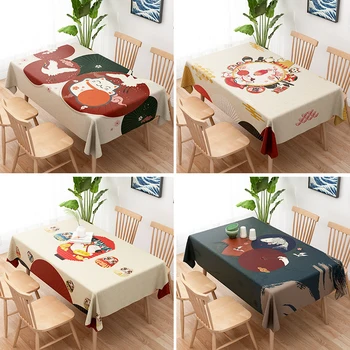 

Japanese style artificial cotton and linen tablecloth waterproof anti scalding thickened fabric rectangle tea table cloth