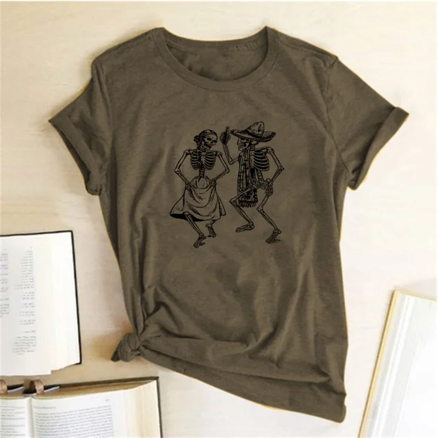 Women T Shirt Skull Punk Rock Graphic Tee Couples Funny Style 2020 Fashion Street Cloth | Женская одежда