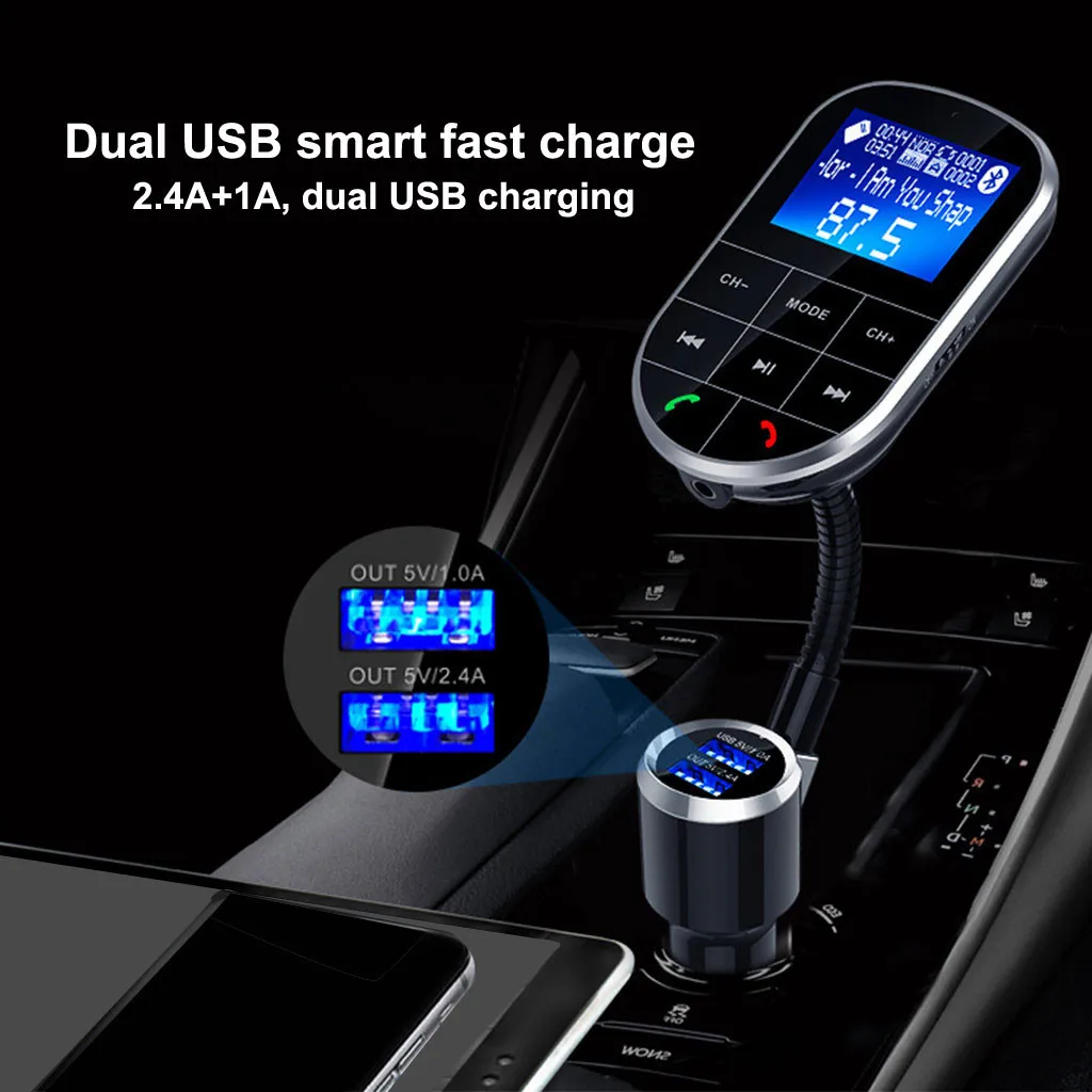 Автомобильное USB зарядное устройство для Bluetooth fm-передатчик Hands-Free MP3-плеер 1A/2.4A двойное USB быстрое зарядное устройство автомобильные аксессуары# Ger
