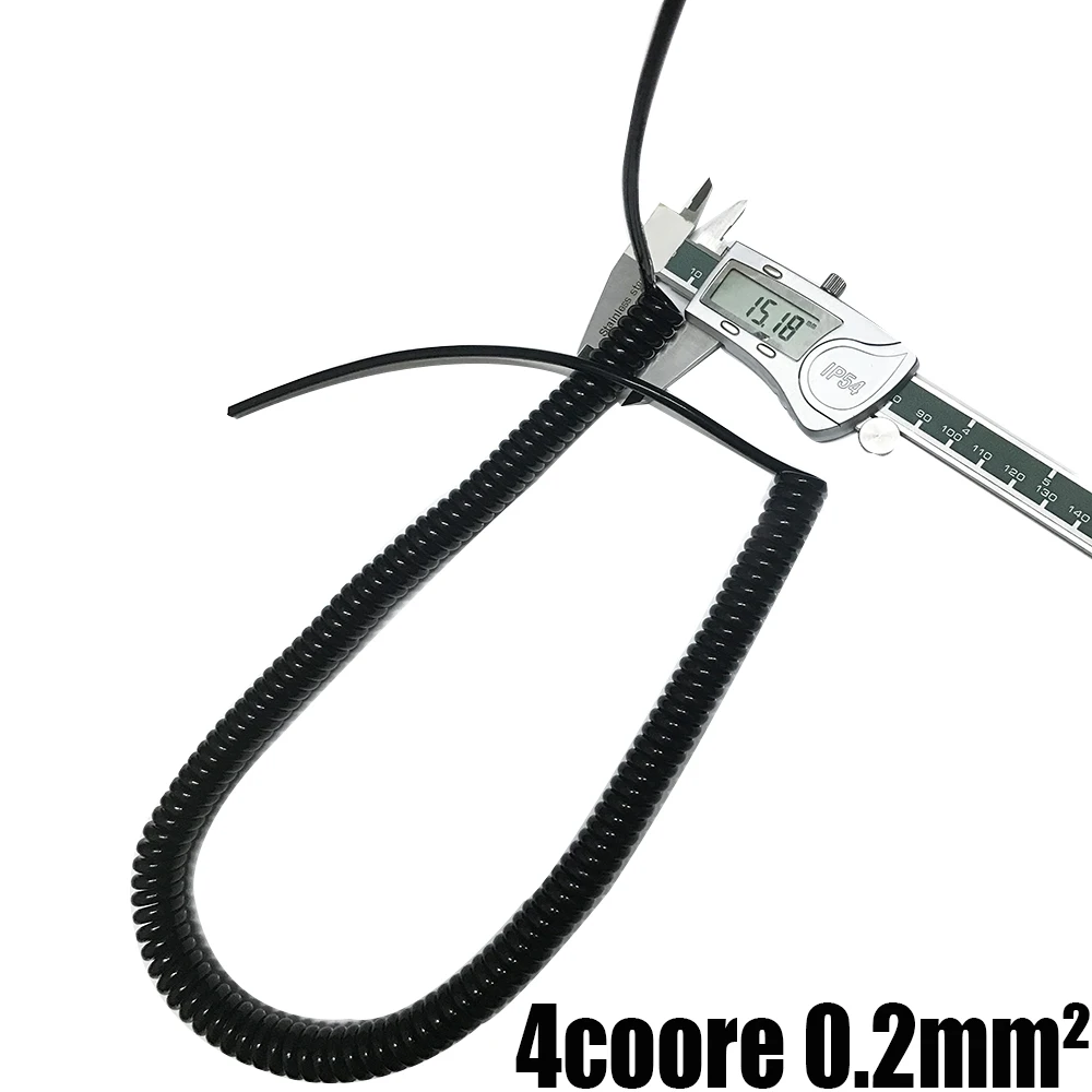 4 ядра Расширяемый провод спиральный кабель спиральный Электрический кабель 4pin 0,2 квадратный стрейч 1 м 2 м 3 м черный шнур питания