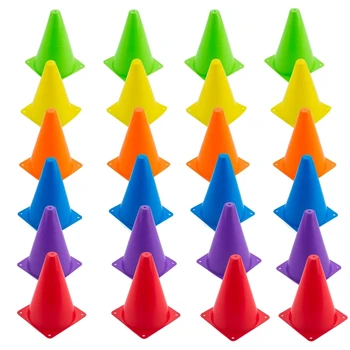 

24 Packs Soccer Flexible Cone Sets,Indoor/Outdoor Agility Cones Sports Cone Sets,6 Colors