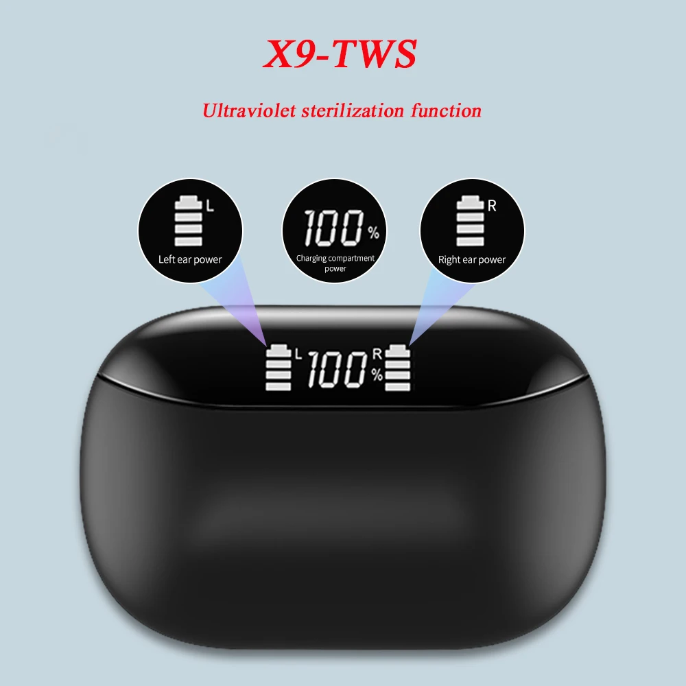 

2020 new X9 wireless Bluetooth headset digital display ultraviolet sterilization