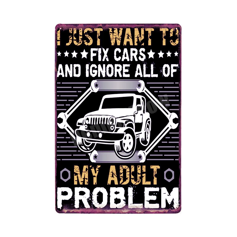Fix Cars Plaque Shabby Chic Metal Tin Signs Classic Car Wall Art Poster Advertising Plates Bar Garage Vintage Home Decor MN117 - Цвет: K