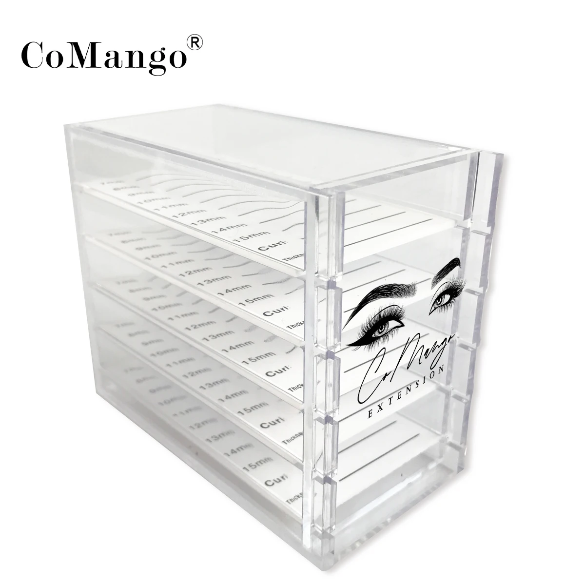 

CoMango Custom False Eyelashes Storage Box 5 Layers Acrylic Pallet Lash Holder For Eyelash Extension Individual lash Holder