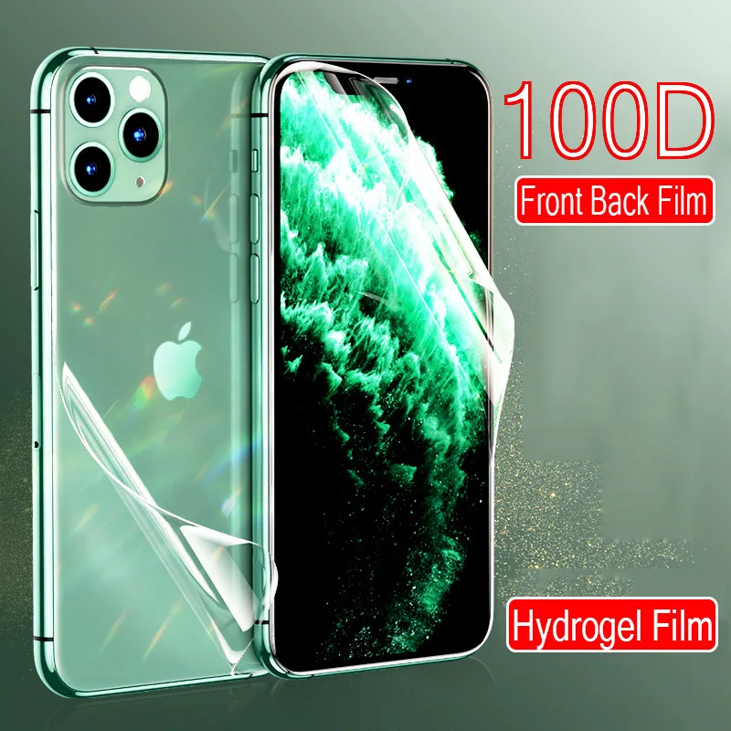 100D полное покрытие Защитная передняя + Задняя Гидрогелевая пленка для IPhone 11 Pro X XR