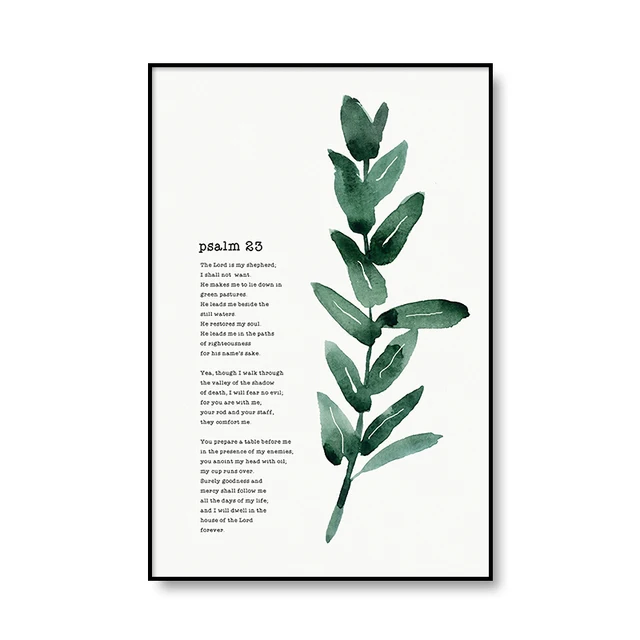 Botanical Bible Verse Print Scripture Christian Canvas Painting Poster Wall Blessed Quote Pictures for Living Room Home Decor
