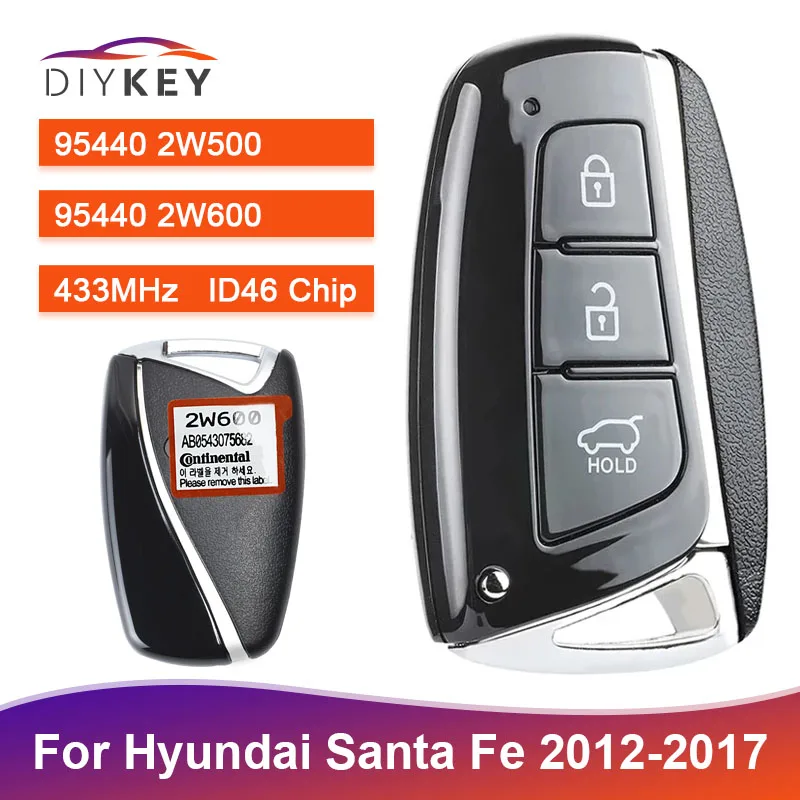 Пульт дистанционного управления с 3 кнопками 433 МГц ID46 для Hyundai Santa Fe 2012 2013 2014 2015 2016