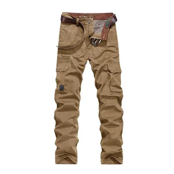 

summer men korea style cargo pants plus size 6XL Straight spring autumn out door pocket 44 khaki cool loose safari style pants