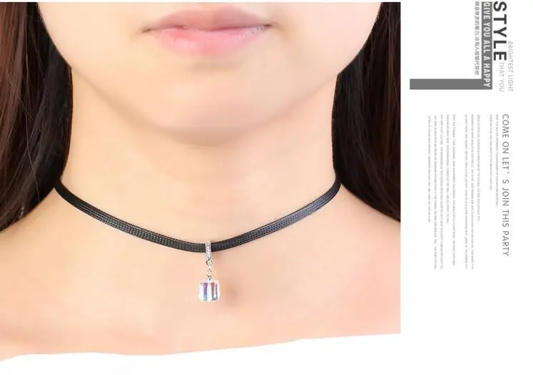 Labekaka ожерелье-кристалл AB Aurora кристаллы от Swarovski Веревка Кожа цепи воротник для женщин вечерние уникальные ювелирные изделия