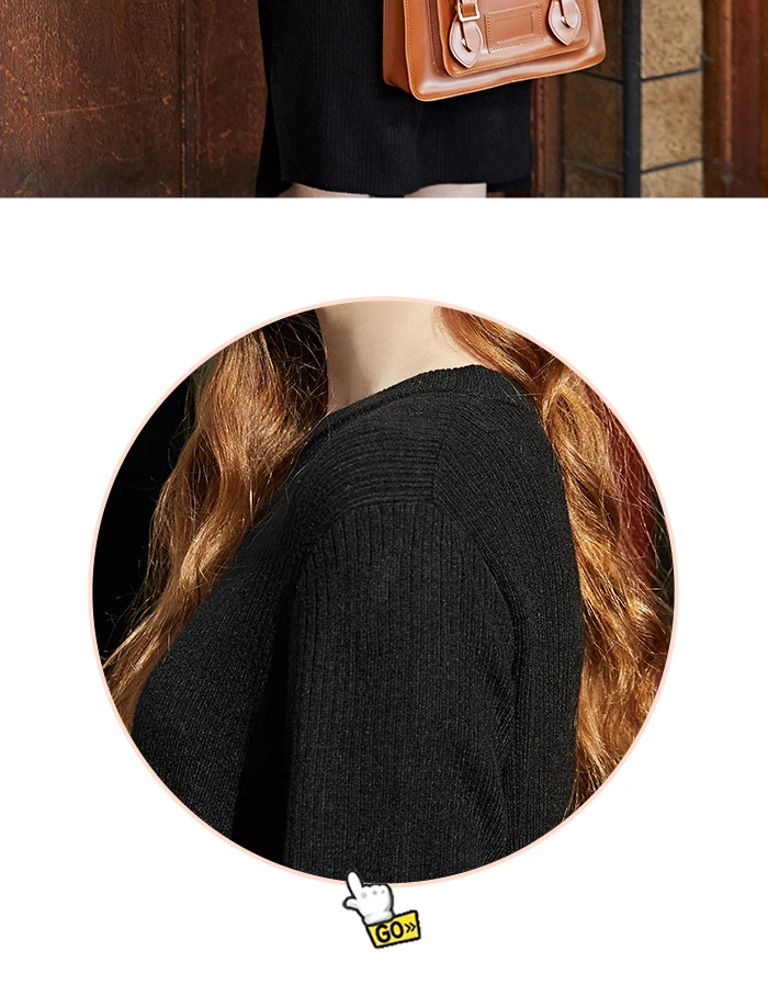 SEMIR, осень, новинка, платье выше колена, женское, черное, вязанное, длинный рукав, платье для девушек, тонкий, красивый свитер-платья