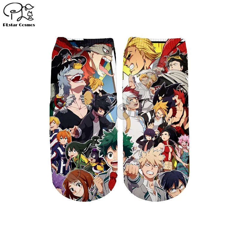 PLstar Космос Прямая ; ; аниме «Мой герой красочные Новая мода 3DfullPrint Для женщин/мужчин/для мальчиков и девочек, короткие носки S-6
