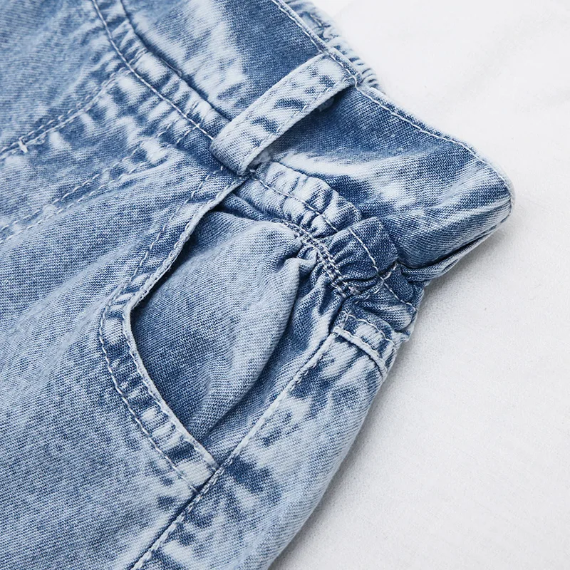 Girls Lower Apron Summer New Style Korean-style Fashion-Style Casual Phi Gold Belt Girls' Denim Shorts Ym053
