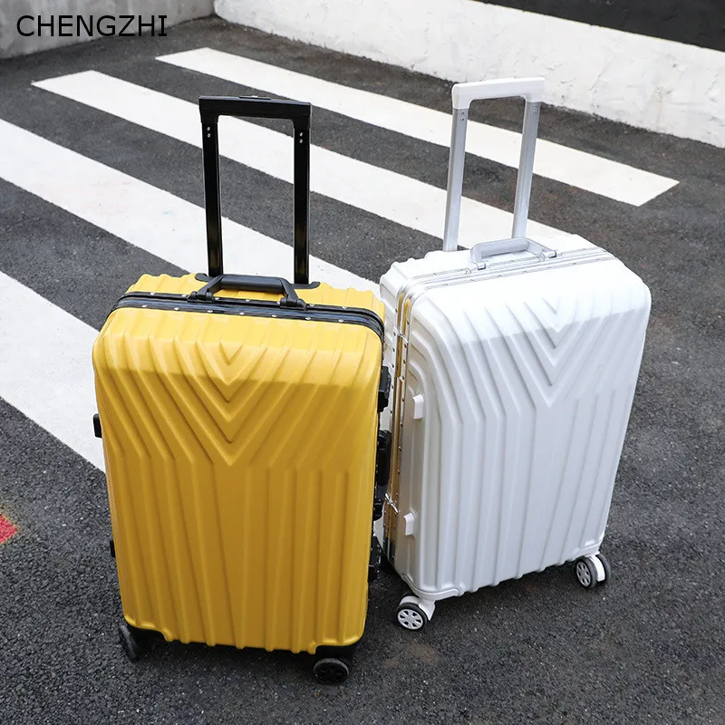 CHENGZHI чемодан на колесиках, алюминиевая рама/молния 20 "22" 24 "26" 29 дюймов, ретро АБС-пластик, Скалка, багаж, Спиннер, чемодан, дорожная сумка