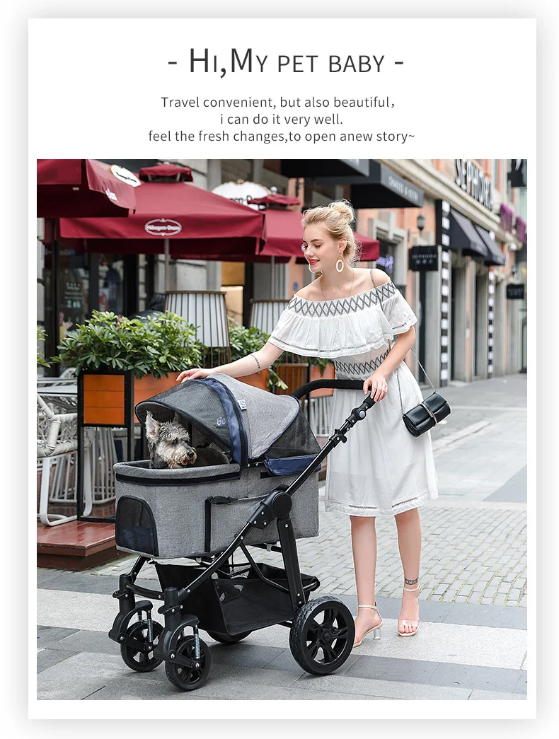 17%Large pet stroller high-end dog stroller rescue dog four-wheeled outbound supplies box