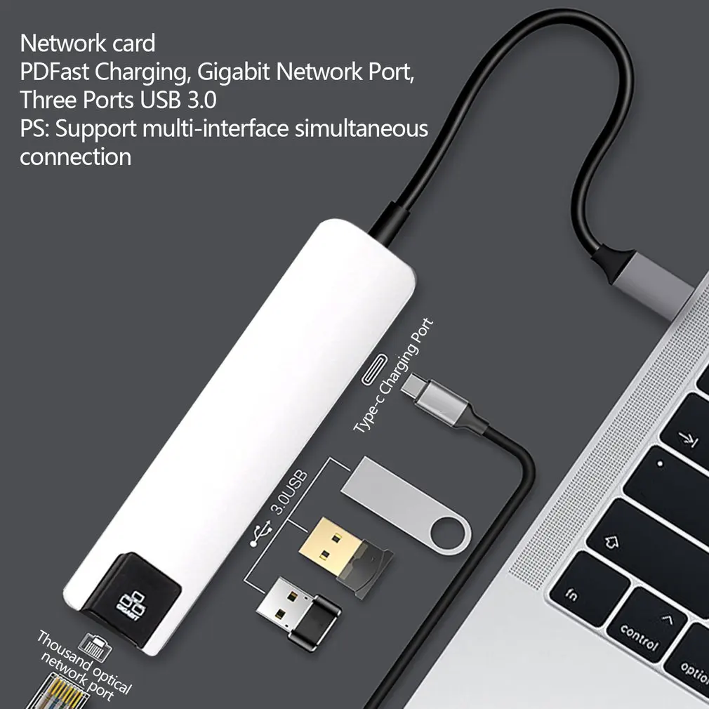 Кабель-Переходник USB C на HDMI адаптер 4K 3-в-1 Тип с разъемами типа C и HDMI мульти-Порты и разъёмы адаптер совместим для MacBook Pro для samsung