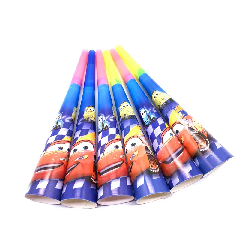 horn-6pcs Disney автомобили вечерние поставки детские украшения для детей мальчик набор disney автомобили день рождения тема воздушные шары Торт Топперы баннер чашки тарелки - Цвет: horn-6pcs