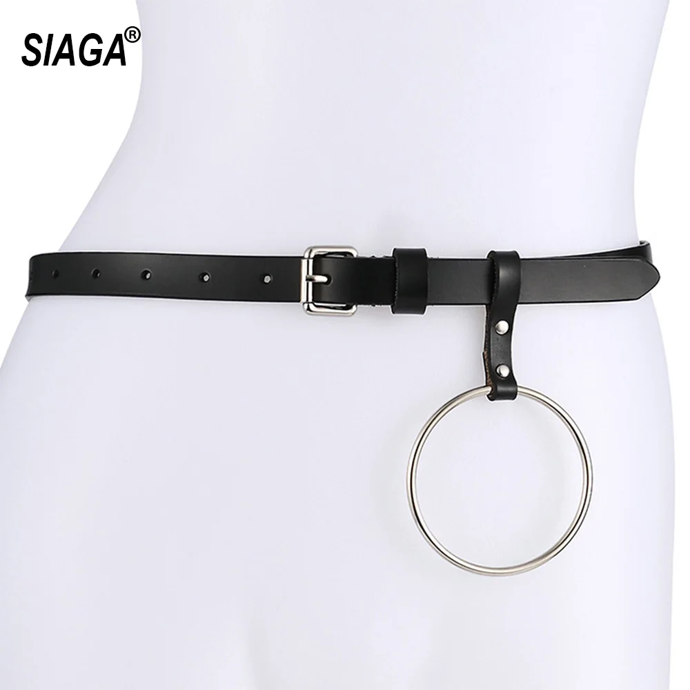 Lady's Large Iron Ring Iron Decorative Buckle Belt Fashion Design Edition Wild Cowhide Skin Leather Thin Belts FCO067