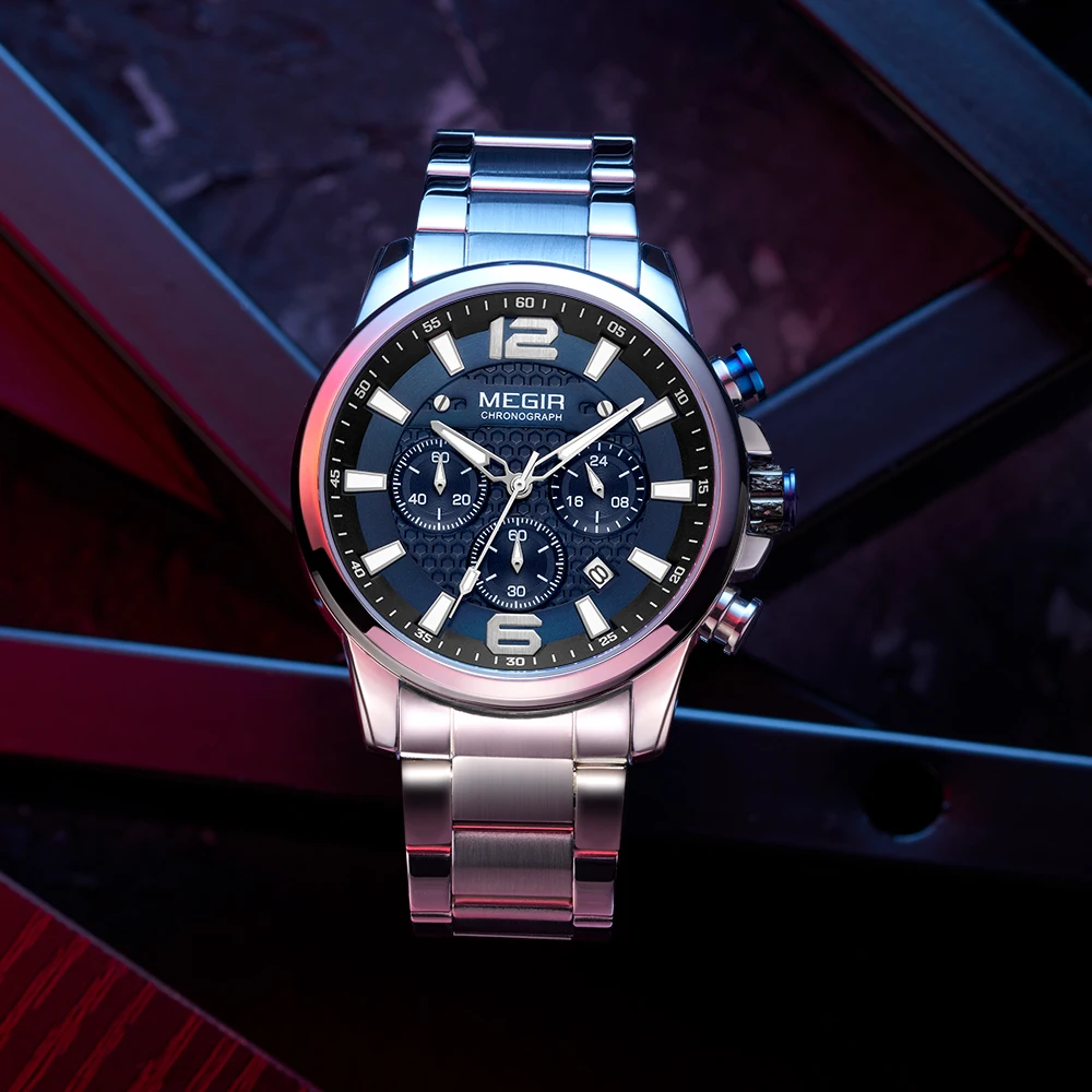 ☆最落なし100円売り切りMEGIR 高級ブランドオマージュウォッチ ビッグフェイススクエア ドレスウォッチストップウォッチ機能搭載 100円売り切り!!国内発送⁄MEGIR最新モデルビックフェイス スクエア