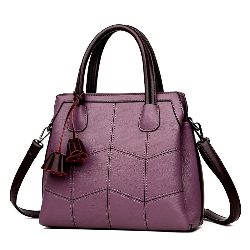 Bolsas Feminina, 3 основных сумки, дамские ручные сумки для женщин, дизайнерские сумки, высокое качество, кожаные роскошные сумки, женские сумки - Цвет: Purple