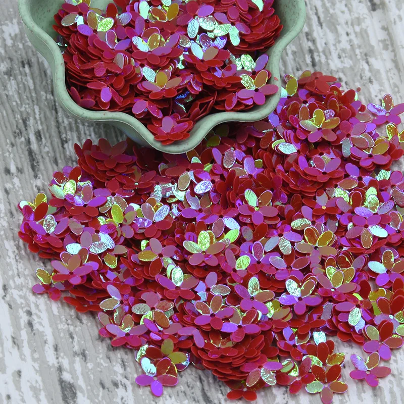 Блестки AB розового цвета Lentejuela 10 мм чашка пять пальцев цветок тесьма с пайетками для шитья свадебные ремесла Женская одежда аксессуар - Цвет: Red