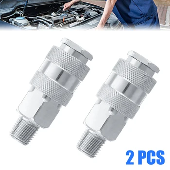 

2Pcs Zinc Plated Car Air Line Hose Fittings Female/Male Quick Release Male Hose Fittings Connector Adapter