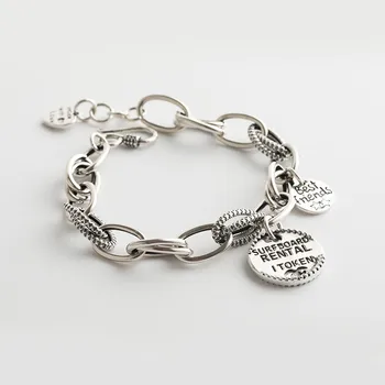 

Authentic 100% 925 sterling silver buckle bracelet retro geometric bracelet women couple luxury party jewelry