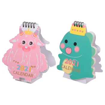 

2Pcs Desktop 2021 Calendars Cute Colorful Adorable Desk Calendar Table Calendar for Office Home School