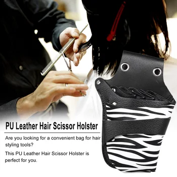 

PU Leather Hair Scissor Holster Hairdressing Pouch Holder Bag for Hair Stylist with Rivet Clips Waist Shoulder Belt