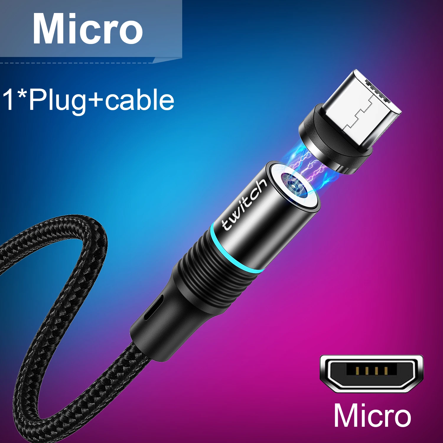 Black Micro USB Магнитный Micro USB кабель для iPhone, samsung, Android, для быстрой зарядки мобильных телефонов, кабель usb type-C, магнитный шнур для зарядного устройства - Цвет: Black Micro USB