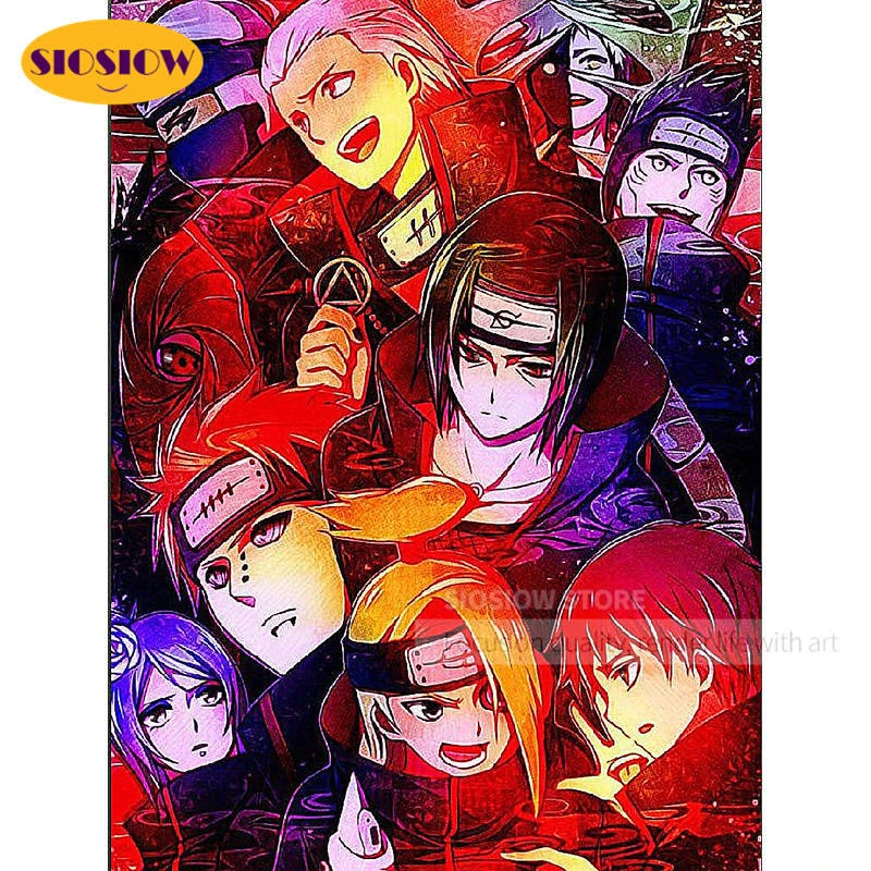 5d Diy Posters Diamond Painting Cartoon Naruto Itachi Akatsuki Figure Full Square Diamond Embroidery Anime Decor Home Room Gifts Diamond Painting Cross Stitch Aliexpress