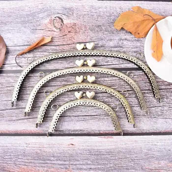 

Heart DIY 1PCS Purse Handbag Handle Coin Bag Metal Kiss Clasp Lock Frame Handle Arch For DIY Purse Bag Fashion Handle 4Sizes