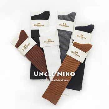 

Knee High Sock for Woman Adult Ladies Japanese Women Socks Cute Warm Sox Cotton Autumn Winter Thermal Female Trendy Calcetines