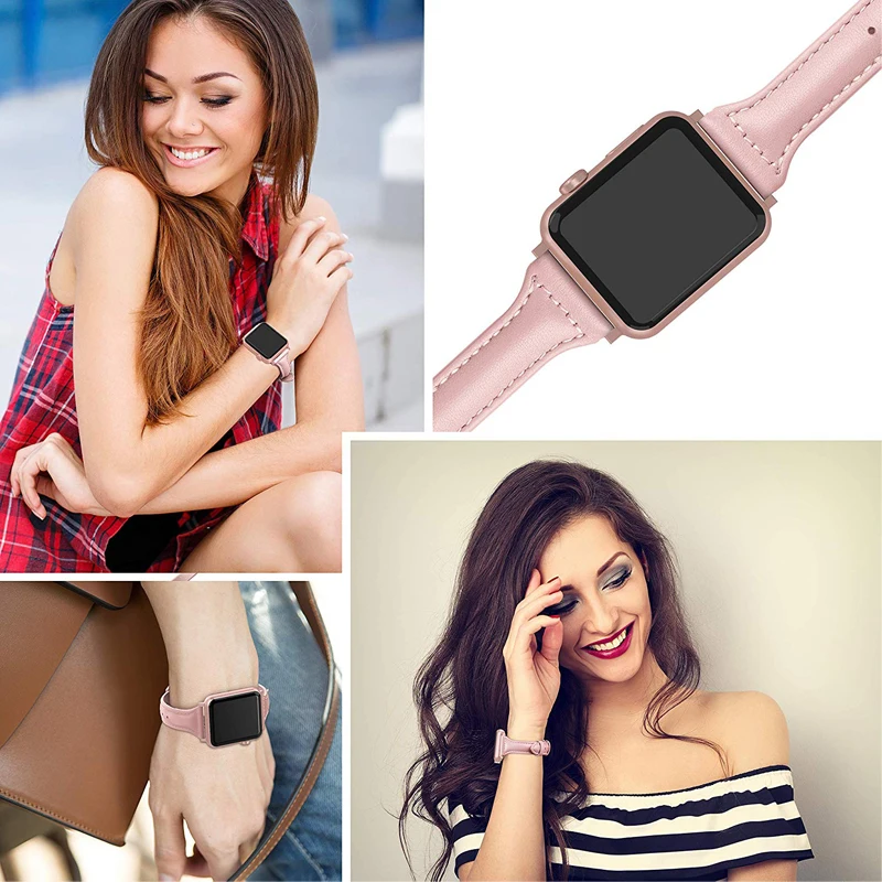 Тонкий кожаный ремешок для apple watch band 44 мм 40 42 38 браслет iwatch 6/5/4/3/2/1|Ремешки часов| |