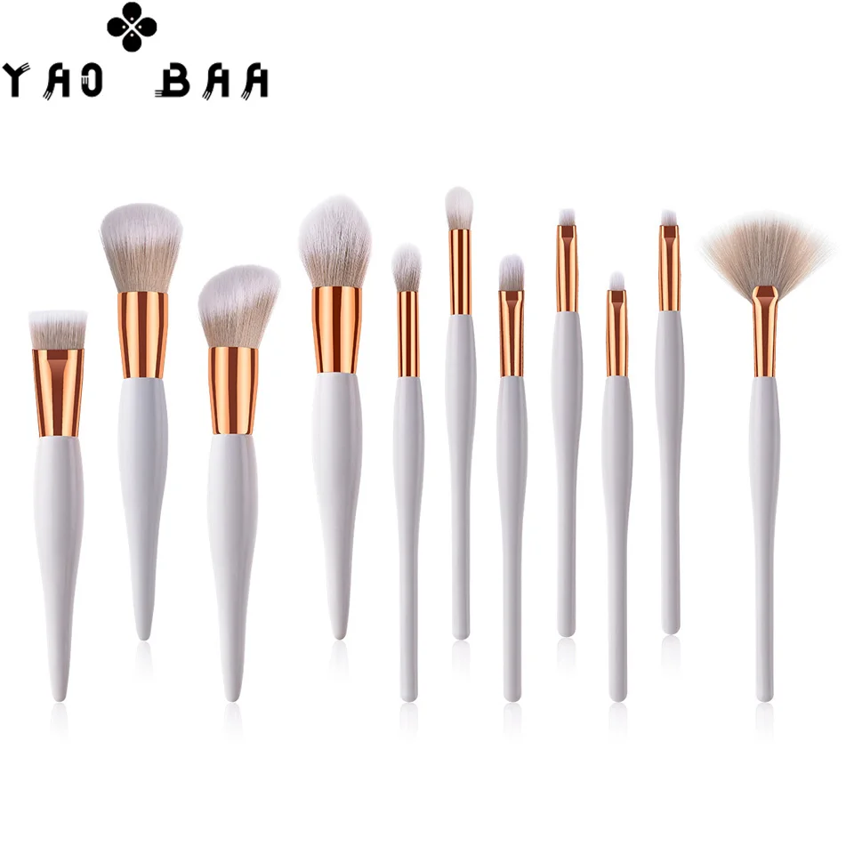 

Yao Baa new11 makeup brush set white pregnant belly loose powder eye shadow brush wooden handle makeup brush