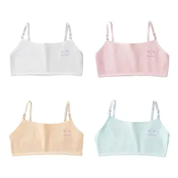 

Candy Color Training Bra Puberty Girl Double Layer Cotton Cartoon Cat Bralette