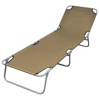 

Simple Leisure Outdoor Lightweight Bed Portable Camping Lunch Break Bed Foldable Sun lounger with Adjustable Backrest Taupe