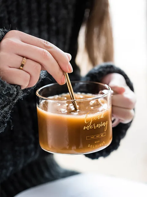 $US $9.14 2Pcs Glass Cups And Mugs Transparent Coffee Mug Creative Tea Cups Beer Glass Handled Heat Resistant