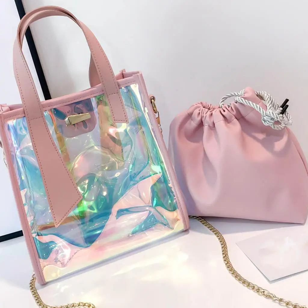 

50-Handbags Women's 2019 New Fashion Laser Transparent New Multi-Function Color Messenger Shoulder Bag Brand Design 5M22