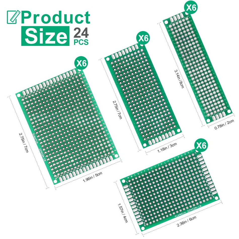 24 шт. Прототипная плата 4 размера двухсторонняя Прототипная плата PCB универсальная печатная плата макетная плата для Arduino
