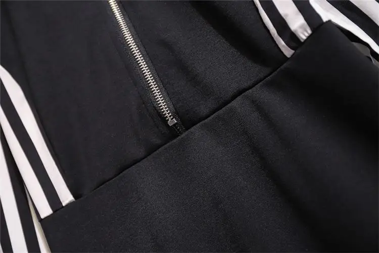 4XL 5XL размера плюс женское платье с длинным рукавом в полоску осень зима свободное платье на молнии женские повседневные офисные платья большого размера
